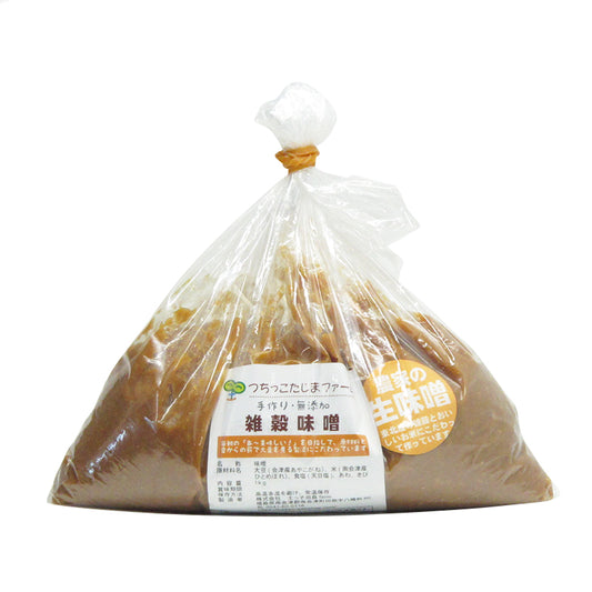 雑穀味噌1kｇ入り　手作り　無添加　生みそ　あわ　きび　薪仕込み　蔵仕込み　土っ子田島ファーム　福島県/南会津 ギフト