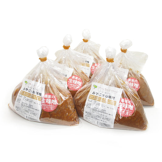 あやこがね味噌1kg×5袋入りギフト　手作り　無添加　生みそ　学校給食　薪仕込み　蔵仕込み　土っ子田島ファーム　福島県/南会津